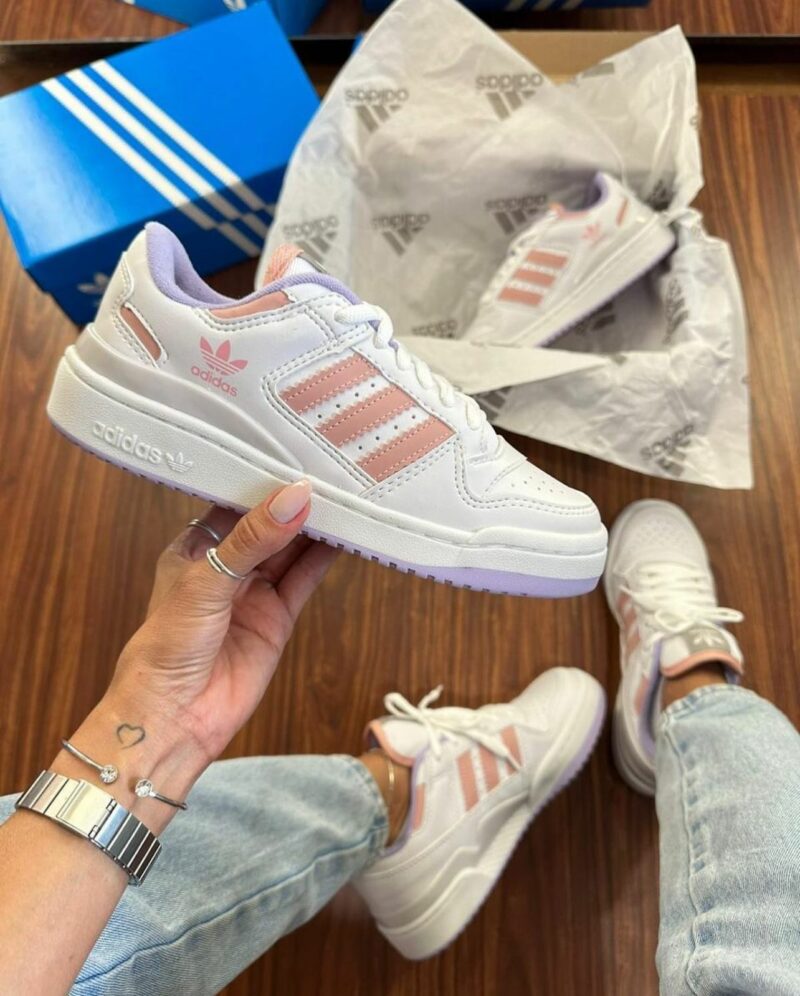 Tênis Adidas Branco Rosa