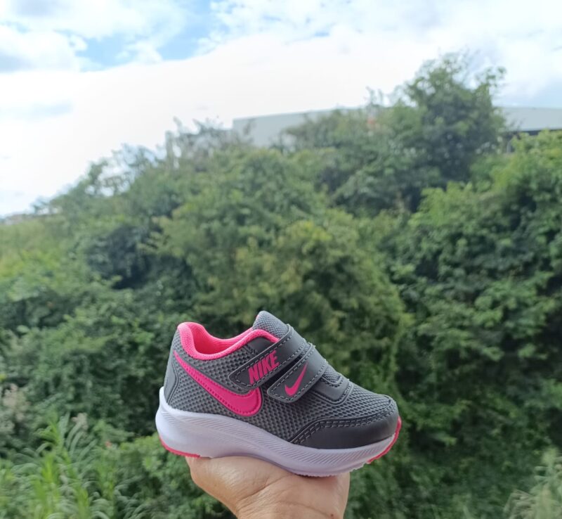 Infantil Cinza Rosa Velcro